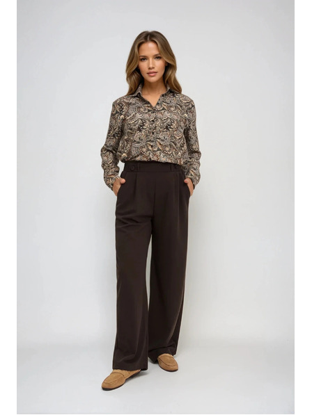 Moodo Gemusterte braune Bluse Moodo