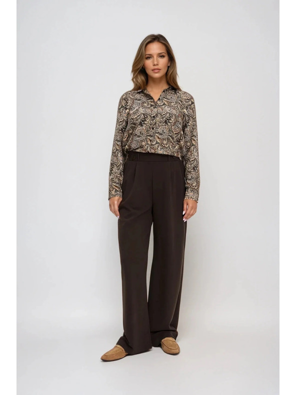 Moodo Gemusterte braune Bluse Moodo