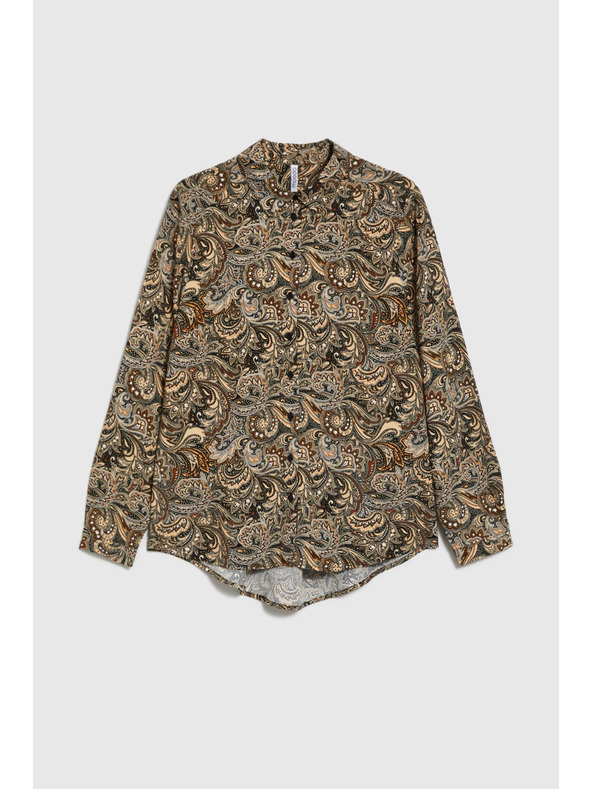 Moodo Gemusterte braune Bluse Moodo