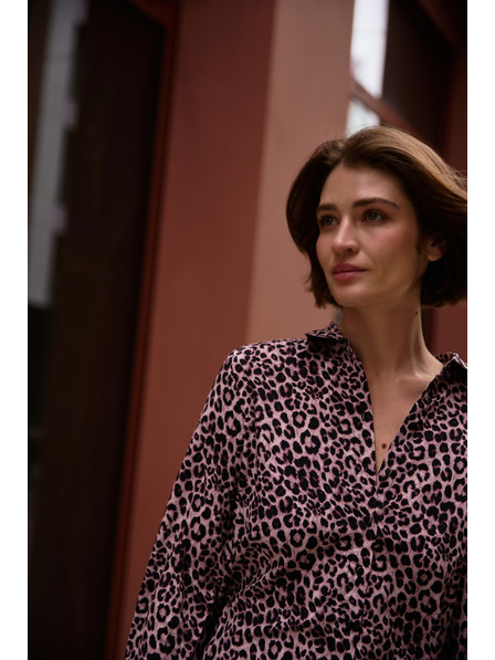 Moodo Viskose-Bluse mit Leopardenmuster rosa Moodo