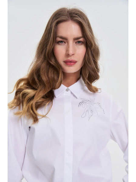 Moodo Weiße Bluse mit Kragen Moodo