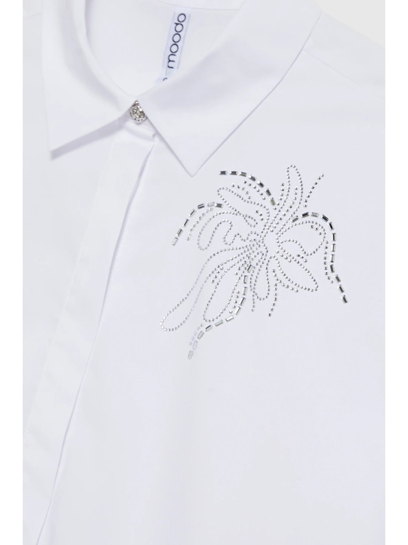 Moodo Weiße Bluse mit Kragen Moodo