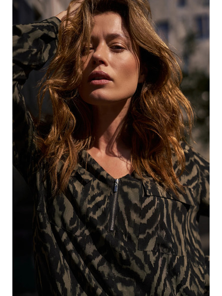 Moodo Olivfarbene Viskose-Bluse Moodo