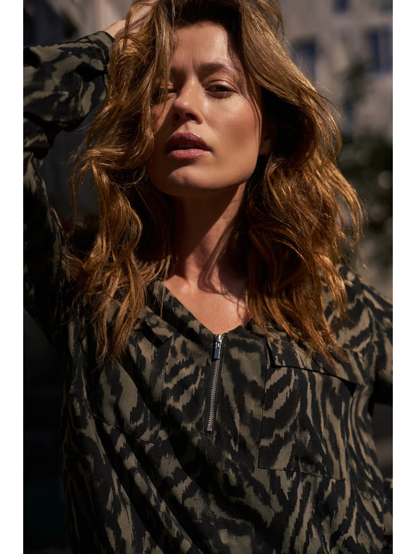 Moodo Olivfarbene Viskose-Bluse Moodo