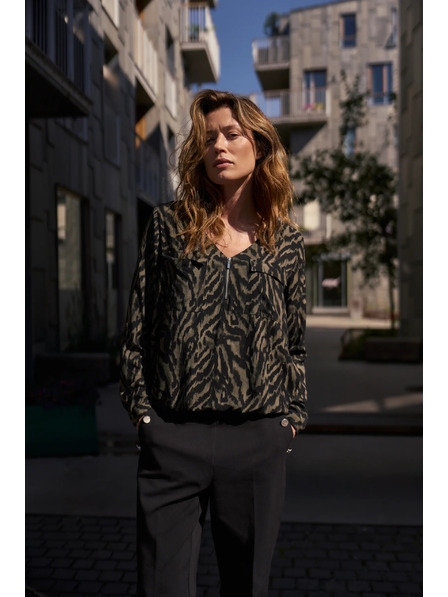 Moodo Olivfarbene Viskose-Bluse Moodo