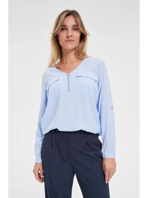 Moodo Hellblaue Viskose-Bluse Moodo