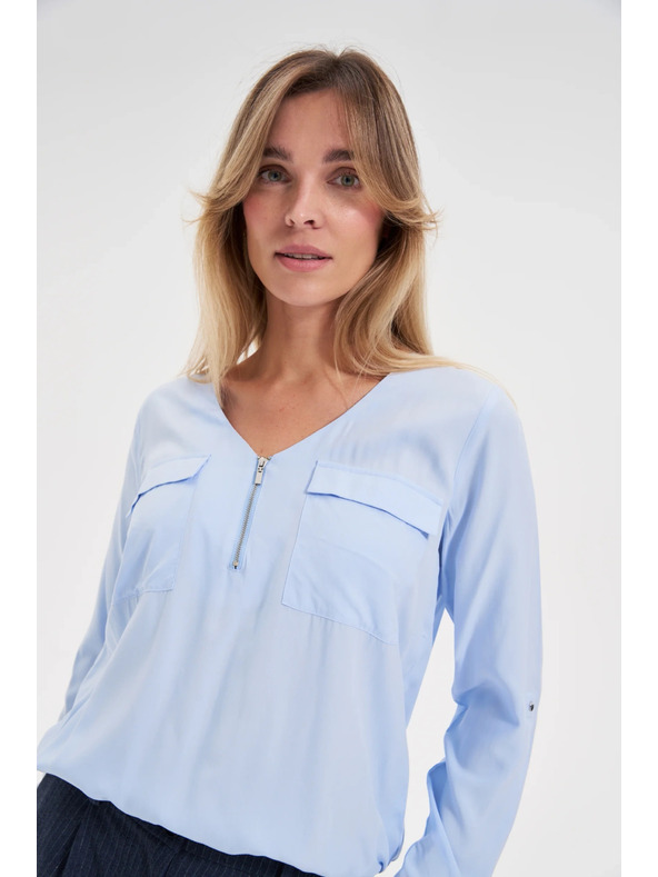 Moodo Hellblaue Viskose-Bluse Moodo