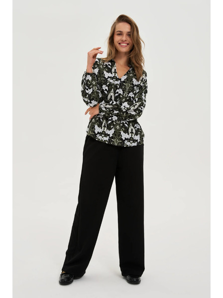 Moodo Dunkel olivgrüne Viskose-Bluse Moodo