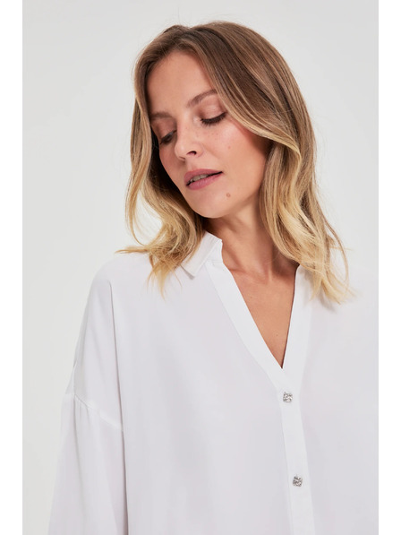 Moodo Weiße Bluse mit kurzen Ärmeln Moodo