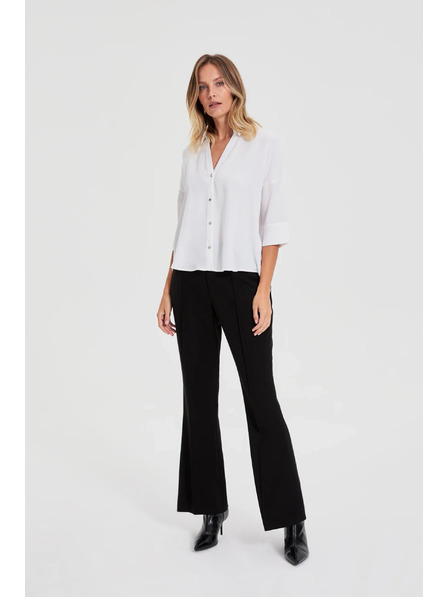 Moodo Weiße Bluse mit kurzen Ärmeln Moodo