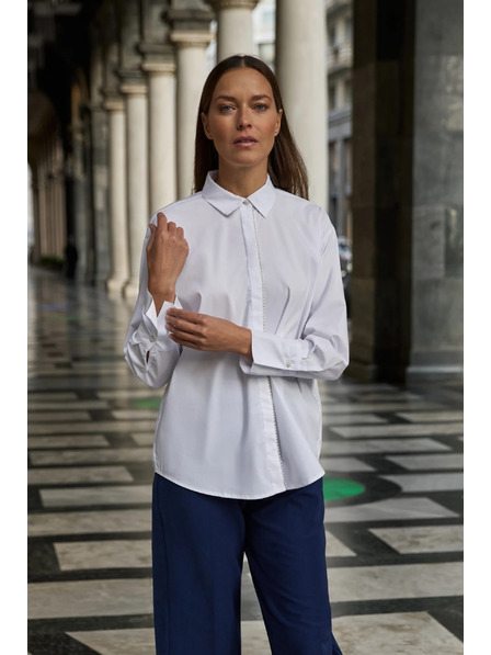 Moodo Weiße Bluse mit Perlenverzierung Moodo