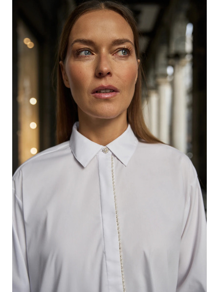 Moodo Weiße Bluse mit Perlenverzierung Moodo