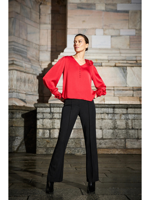 Moodo Rote Bluse mit Rosen Moodo