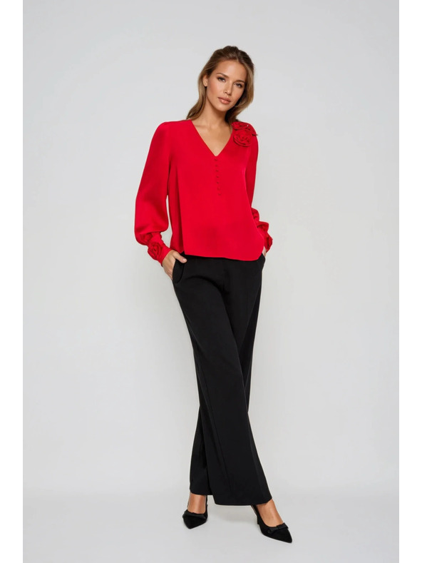 Moodo Rote Bluse mit Rosen Moodo