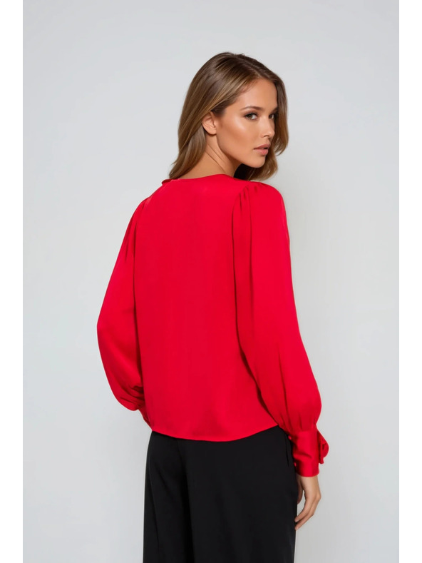 Moodo Rote Bluse mit Rosen Moodo