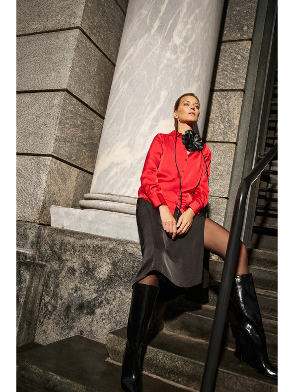 Moodo Glatte rote Bluse Moodo