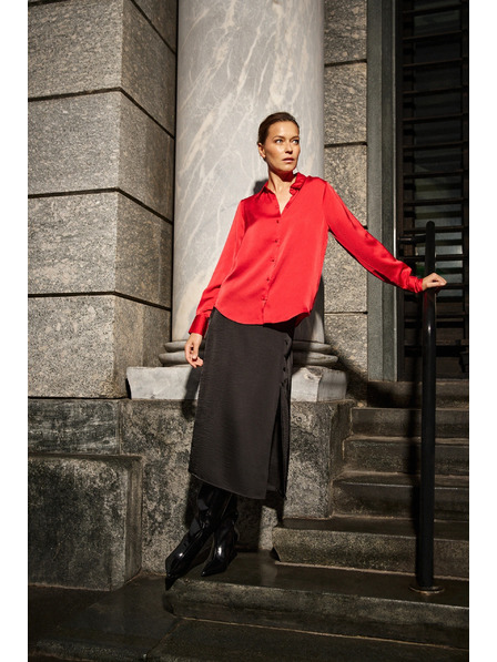 Moodo Glatte rote Bluse Moodo