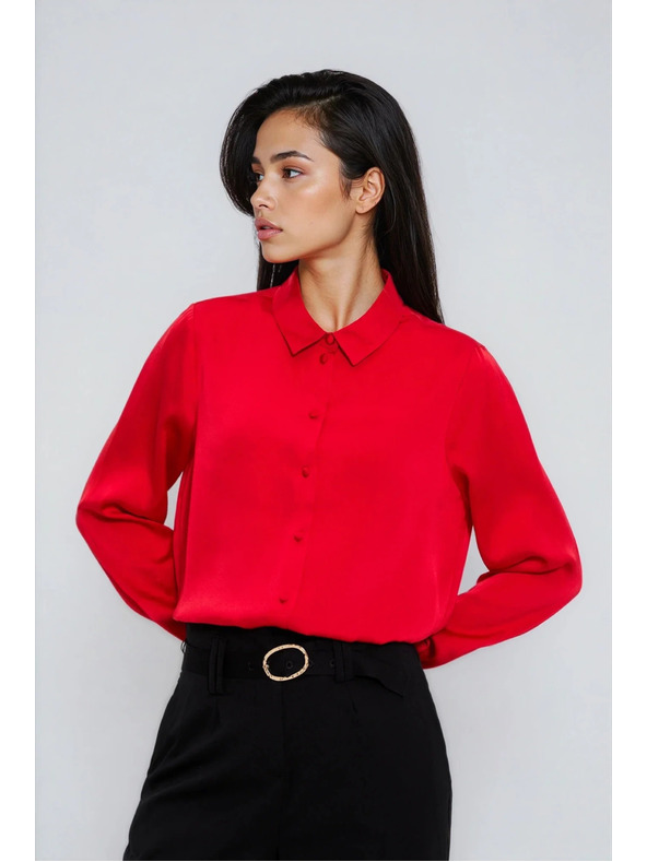 Moodo Glatte rote Bluse Moodo