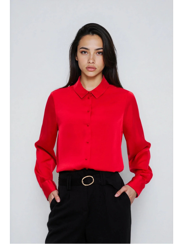 Moodo Glatte rote Bluse Moodo