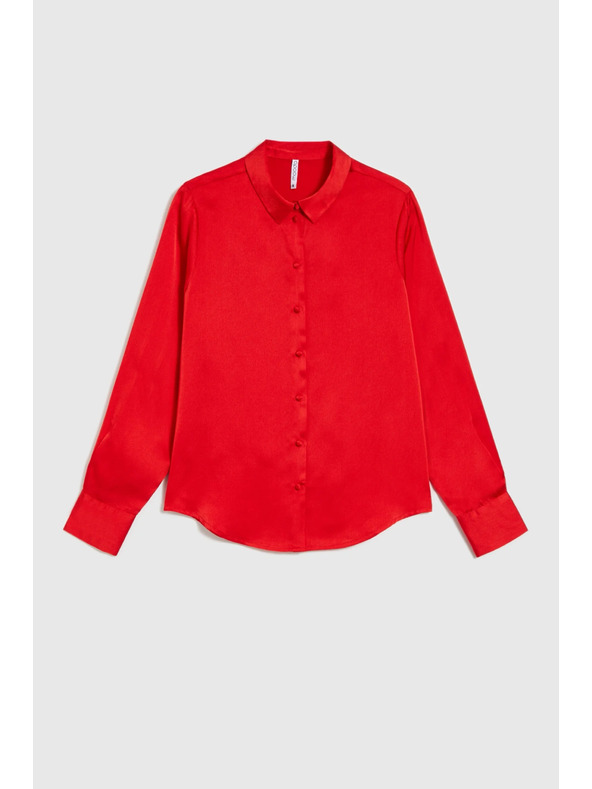 Moodo Glatte rote Bluse Moodo