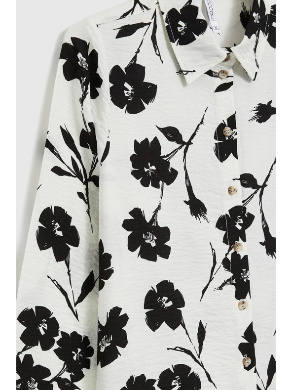 Moodo Viskosehemd mit Blumenmuster weiß Moodo