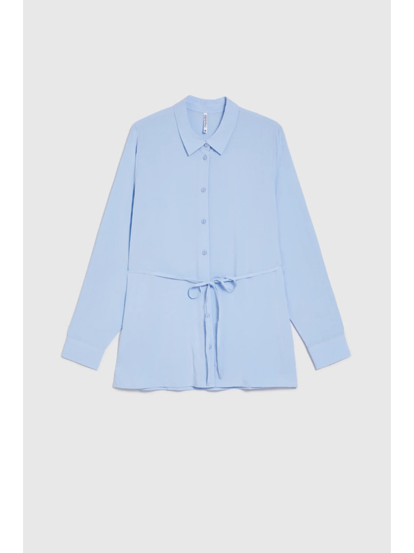 Moodo Hellblaue Bluse mit Bindung Moodo