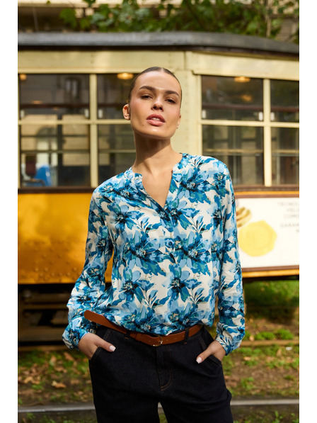 Moodo Gemustertes Hemd blau Moodo