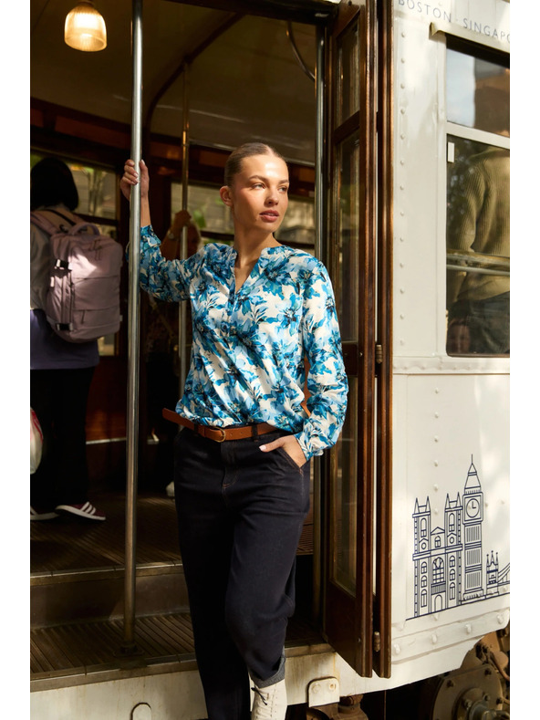 Moodo Gemustertes Hemd blau Moodo