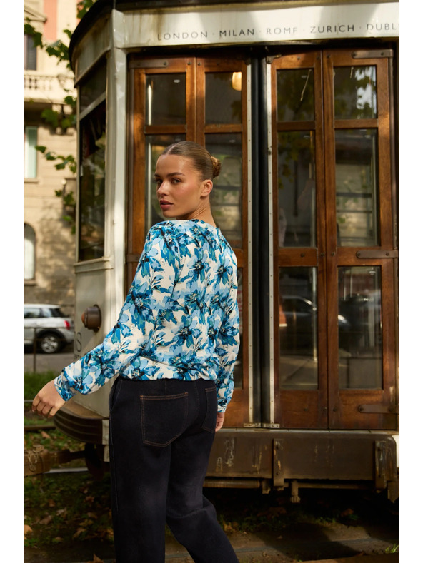 Moodo Gemustertes Hemd blau Moodo