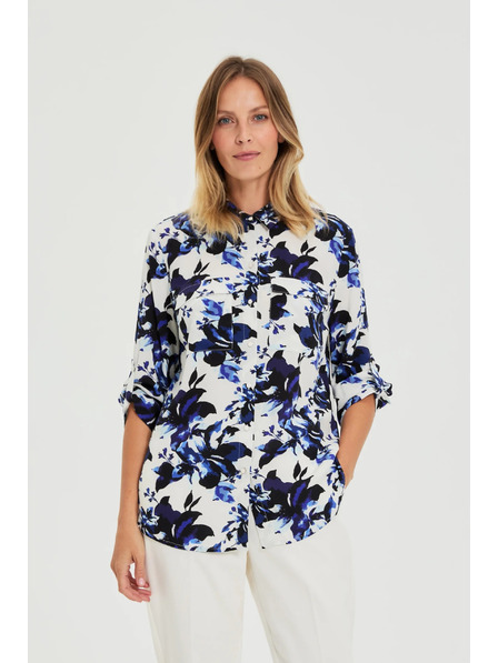 Moodo Weißes Blumenhemd Moodo