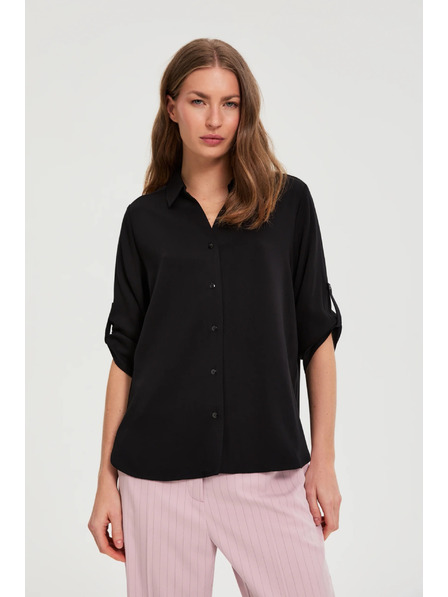 Moodo Schwarzes Viskosehemd Moodo