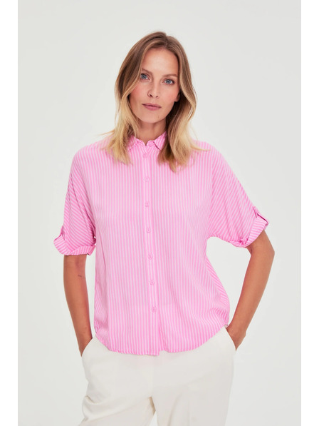 Moodo Rosa gestreiftes Hemd Moodo