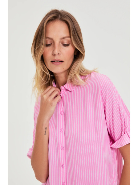 Moodo Rosa gestreiftes Hemd Moodo