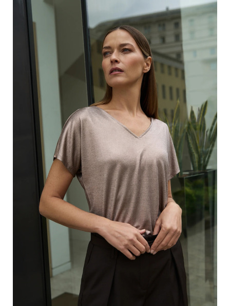 Moodo Bluse aus glitzerndem Material rosa Moodo