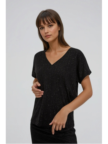 Moodo Glänzendes Top mit Rückenband schwarz Moodo