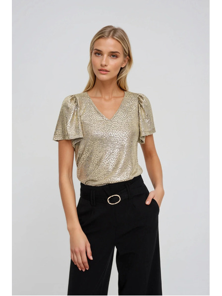 Moodo Bluse mit Volantärmeln gold Moodo