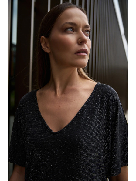 Moodo Bluse zum Tragen auf zwei Arten schwarz Moodo