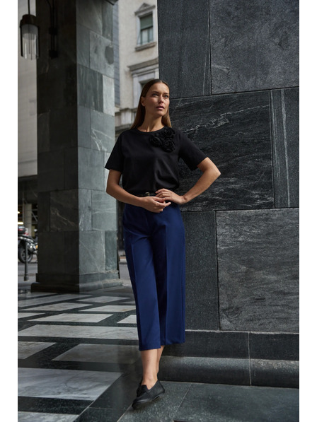 Moodo Cotton T-Shirt with Appliqué Black Moodo