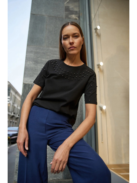 Moodo Black T-Shirt with Beads Moodo