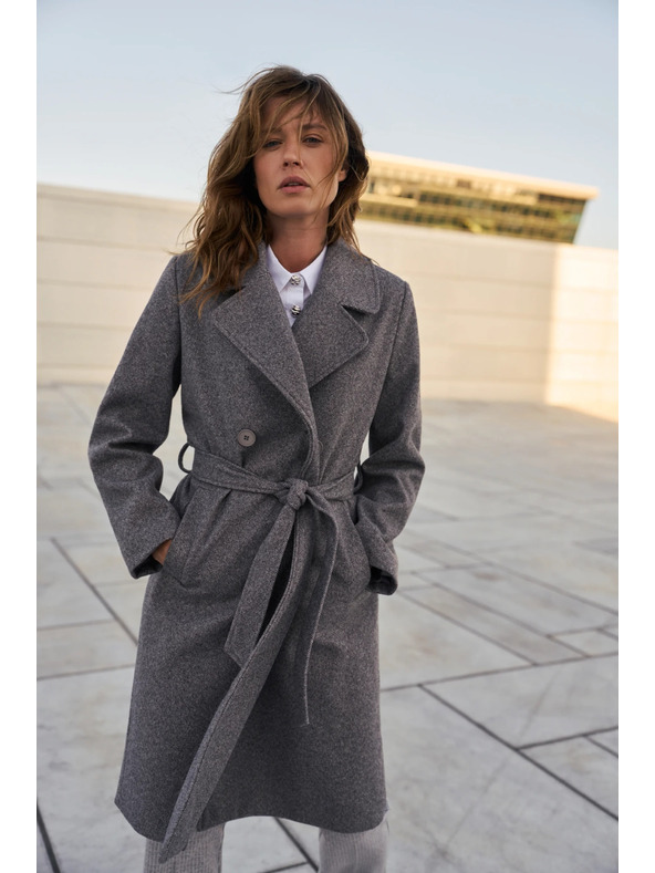 Moodo Mantel mit Gürtel grau Moodo
