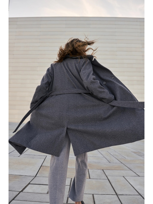 Moodo Mantel mit Gürtel grau Moodo