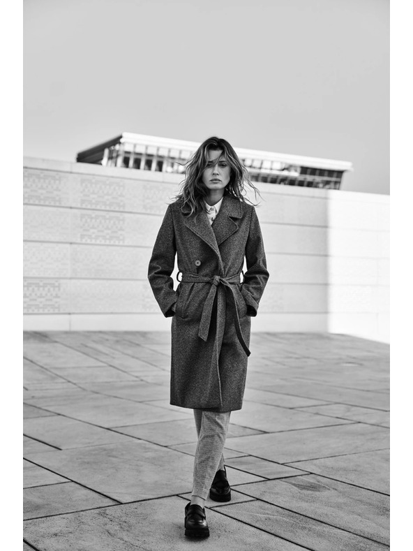 Moodo Mantel mit Gürtel grau Moodo