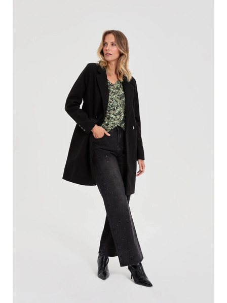 Moodo Zweireihiger Mantel schwarz Moodo