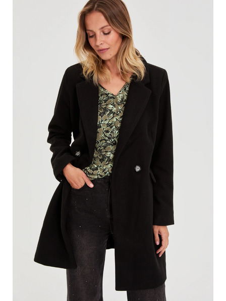 Moodo Zweireihiger Mantel schwarz Moodo