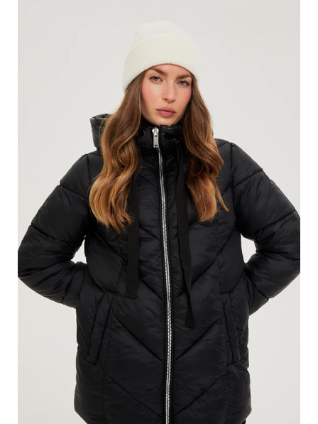 Moodo Gesteppte Jacke mit Kapuze schwarz Moodo