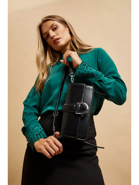 Moodo Schwarze Umhängetasche mit silberner Schnalle Moodo