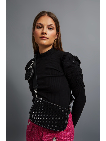 Moodo Schwarze Umhängetasche mit Reißverschluss Moodo