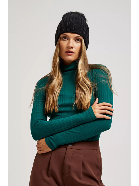 Moodo Mütze mit Bommel, mit Pailletten verziert schwarz Moodo