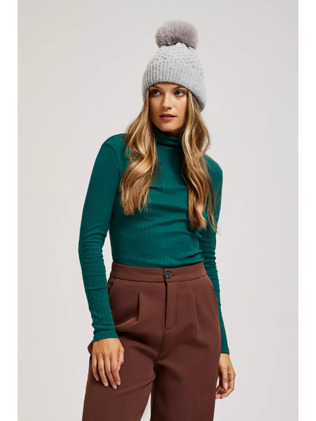 Moodo Mütze mit Pelzbommel grau Moodo