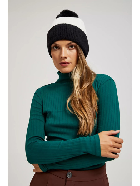 Moodo Mütze mit Bommel schwarz-weiß Moodo